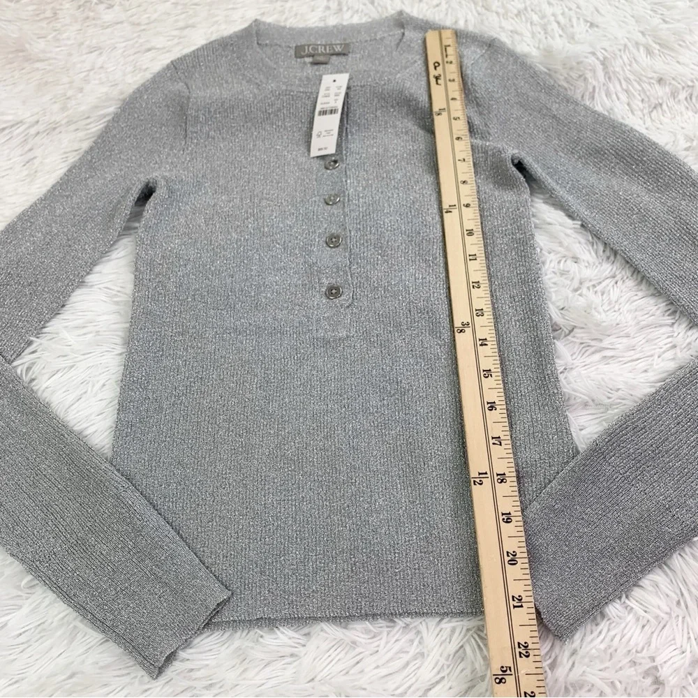 J Crew‎ NWT long sleeve Ribbed henley sweater with Lurex® metallic threads